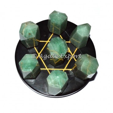 7 Green Aventurine Point on Gold Star David Black Base