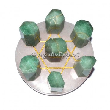 7 Green Aventurine Point on Gold Star David Rose Quartz Base