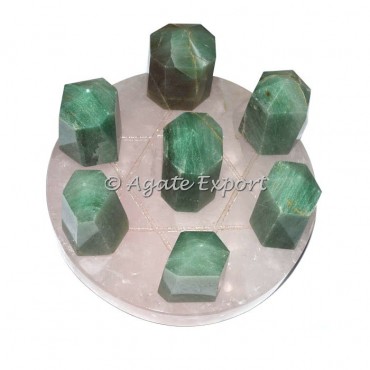 7 Green Aventurine Point on Star David Rose Quartz Base