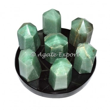 7 Green Aventurine Point on Star David Black Base