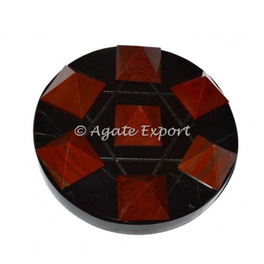 7 Red Jasper Pyramids on  Star David with BlackBase