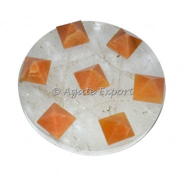 7 Golden Quartz Pyramids on Star David Crystal Quartz Base