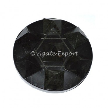 7 Black Toumaline Pyramids on Star David Black Base