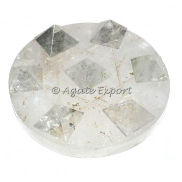 7 Crystal Quartz Pyramids on  Star David Crystals Base