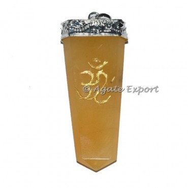 Golden Quartz Flat Pencil Om Pendants