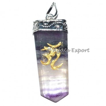 Multi Flourite Flat Pencil Om Pendants