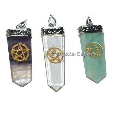 Mix Gemstone Flat Pencil Star Pendants