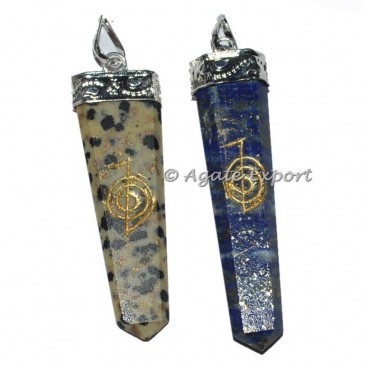 Mix Gemstone Choko Reiki Flat Pencil Pendants