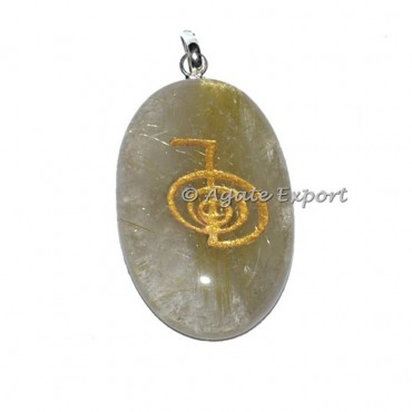 Golden Rutile Choko Reiki Oval Pendants