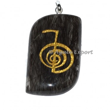 Black Rutile Eye Shape Choko Reiki Pendants