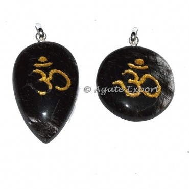 Black Rutile Mix Shape Healing Pendants
