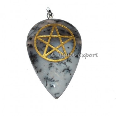 Dendritic Agate Drop Star Pendants