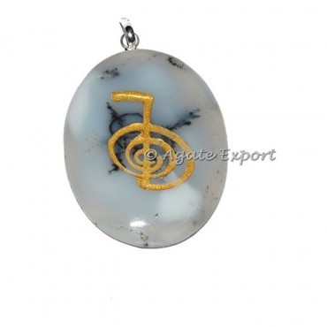 Dendritic Agate Disc Choko Reiki Pendants