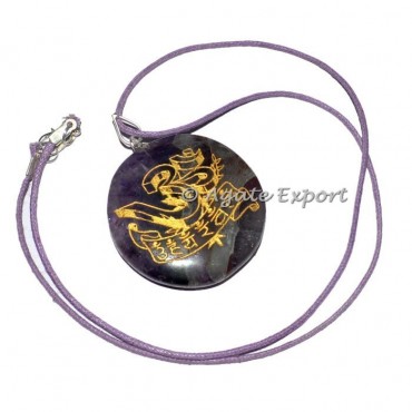 Chakra Sanskrit Om Amethyst Pendants