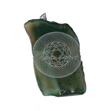 Engraved Heart Chakra Slice Pendants