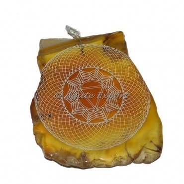 Engraved Solar Chakra Slice Pendants