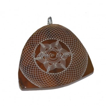 Engraved Spleen Chakra Slice Pendants