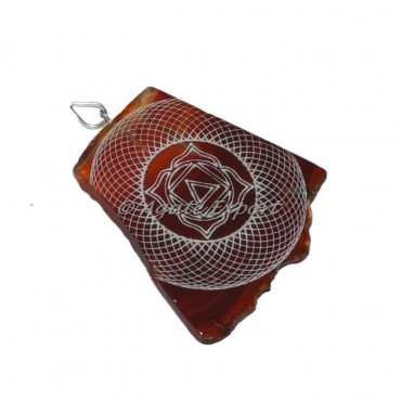 Engraved Root Chakra Slice Pendants