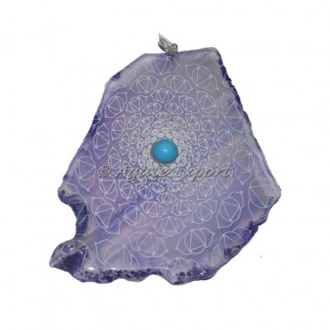 Third Eye Chakra Engraved Slice Pendants