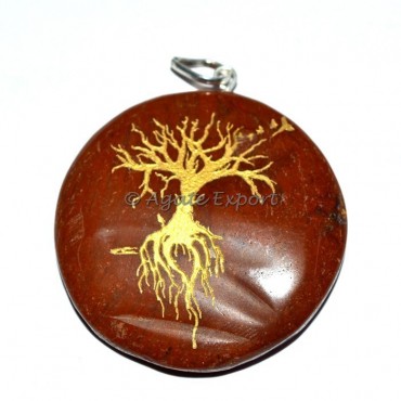 Red Jasper Root Flower Of Life Tree Pendant