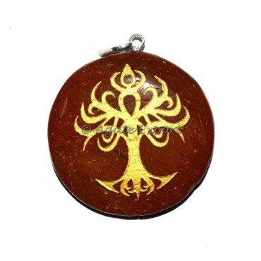 Red Jasper  Flower Of Life Tree Pendant