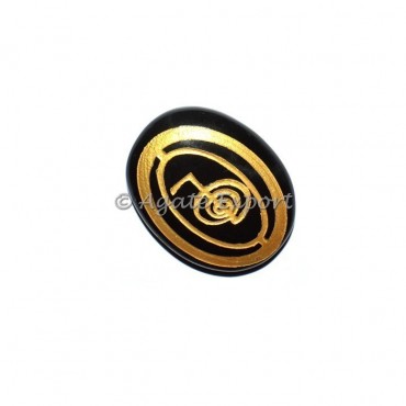 Black Agate Choko Reiki Engraved Pendants