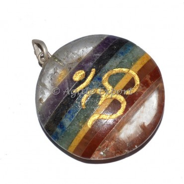 Crystal Chakra Bonded OM Pendants
