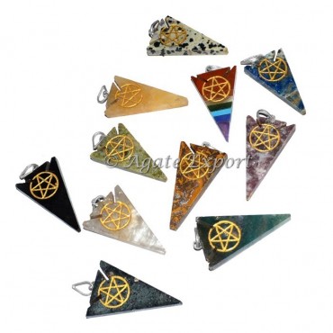 Engraved Arrowheads Pentacle Pendant
