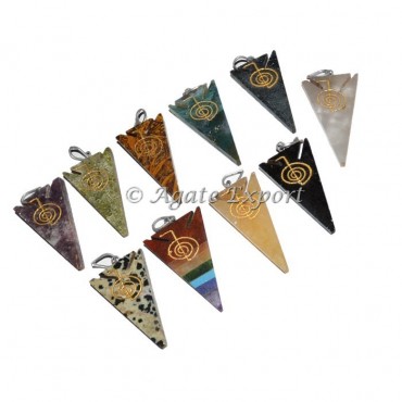 Choko Reiki Assorted Gemstone Arrowheads Pendant