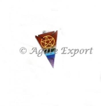 Seven Chakra Bonded Arrowheads Pentacle Pendant