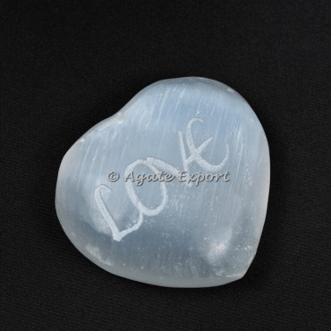 Engraved Word LOVE On Selenite