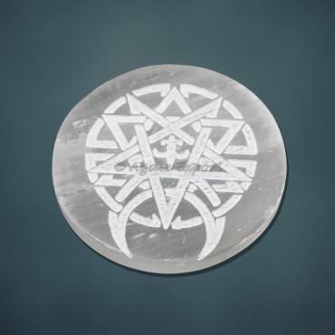 Caltic Sign Engraved Selenite Charging Plate