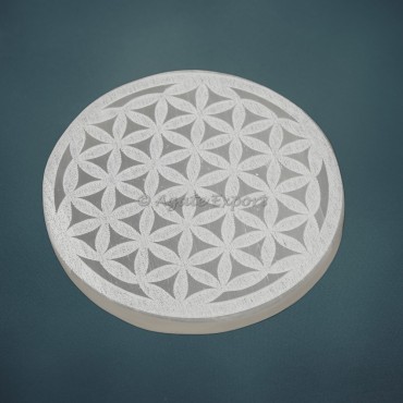 Flower Of Life Full Selenite Charging Plate