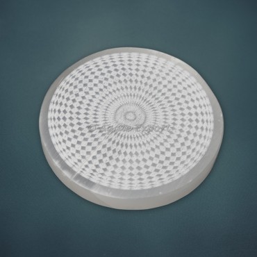 Engraved Calctic 3D Selenite Charging Plate