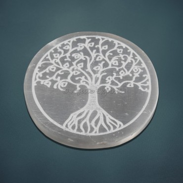Hand Made Tree Of Life Selenite Charging Plate