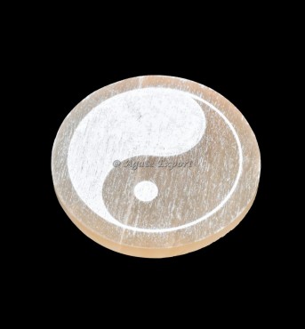 Ying Yang Orange Selenite Circle Round Charging Plate