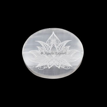 Lotus Selenite Circle Round Charging Plate