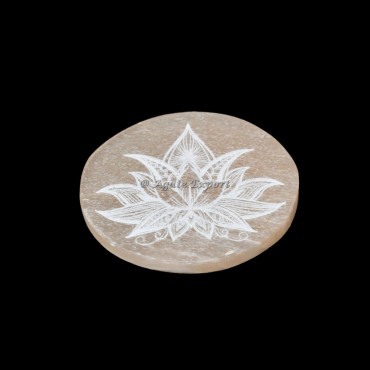 Orange Selenite Lotus Circle Round Charging Plate