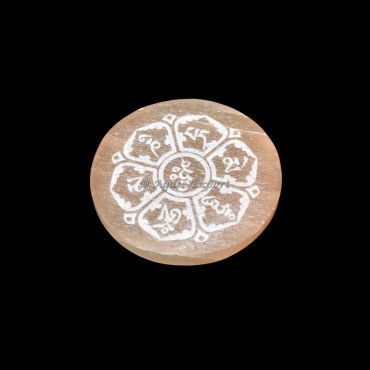 Orange Selenite Healing Symbol Selenite Circle Round Charging Plate