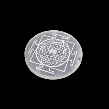 Yantra Selenite Circle Round Charging Plate