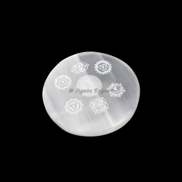 3D 7 Chakra Selenite Circle Round Charging Plate
