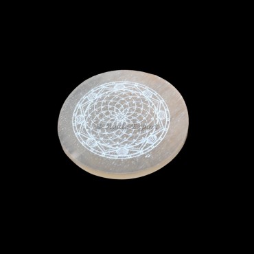 Orange Selenite Accent Flower Of Life Charging Plate
