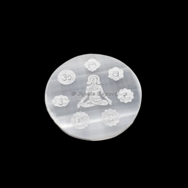 Buddha Selenite Circle Round Charging Plate
