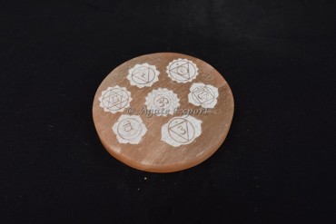 Orange Selenite Seven Chakra Engraved Plate