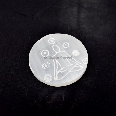 7 Chakra With Buddha Engraved Selenite Plate