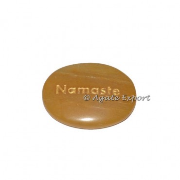 Yellow Jasper Namaste Engraved Stone