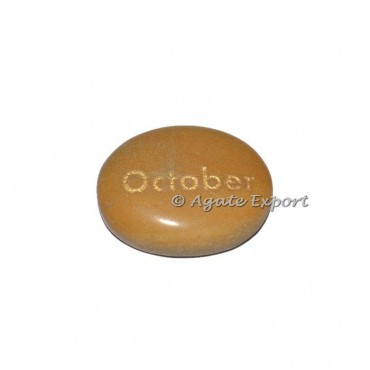 Yellow Jasper October Engraved Stone