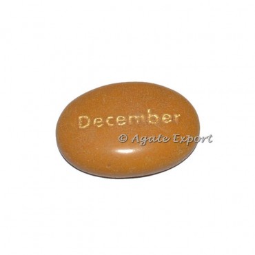Yellow Jasper December Engraved Stone