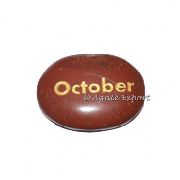 Red Jasper October Engraved Stone