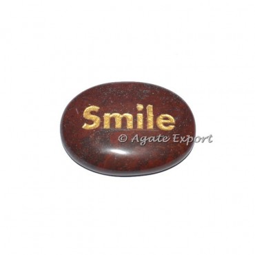 Red Jasper Smile Engraved Stones
